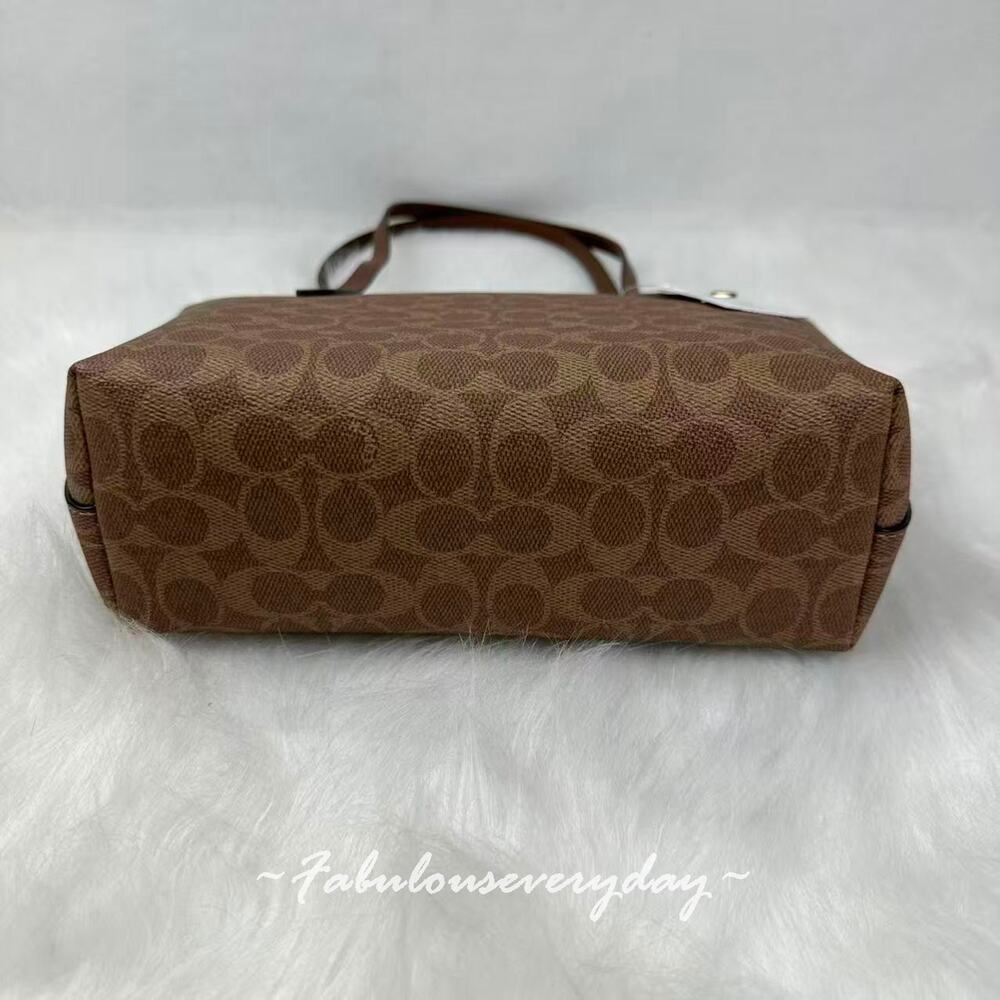 COACH Fiona Zip Tote Bag In Signature Canvas CBT18 Gold/Tan/Brown NWT - Picture 5 of 7